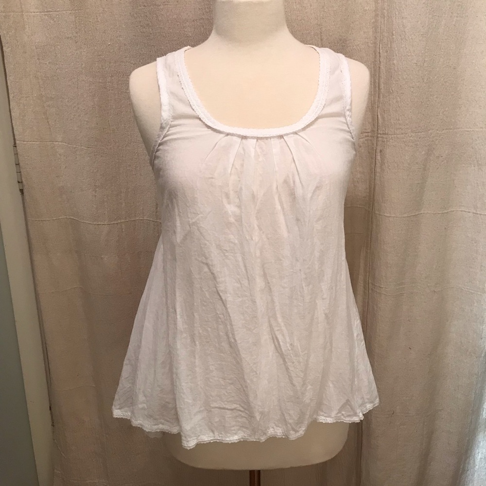 Anthropologie Odille Hi-Low Lace Trimmed Cotton Top Size S